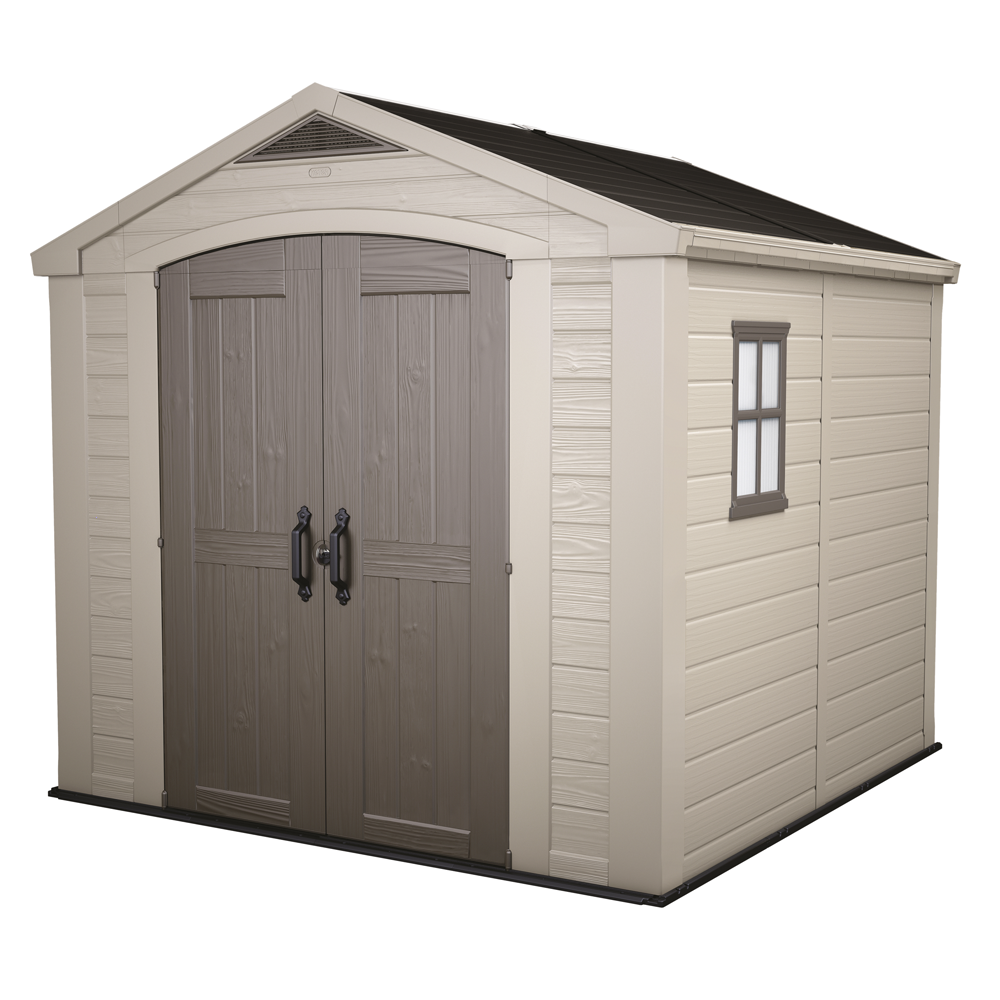 keter factor beige gartenhaus mit seitenfenster 256.5x255x243 cm