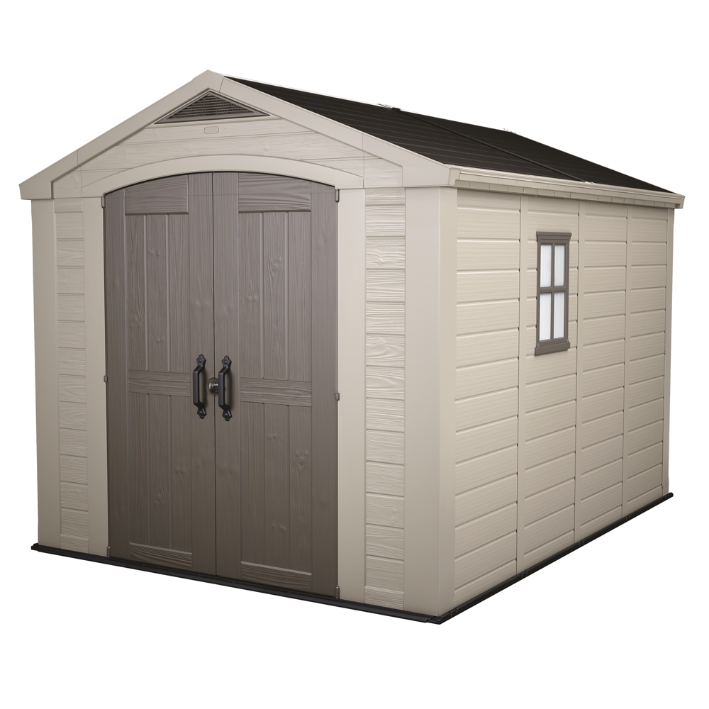 keter factor beige gartenhaus mit seitenfenster 256.5x331.5x243 cm