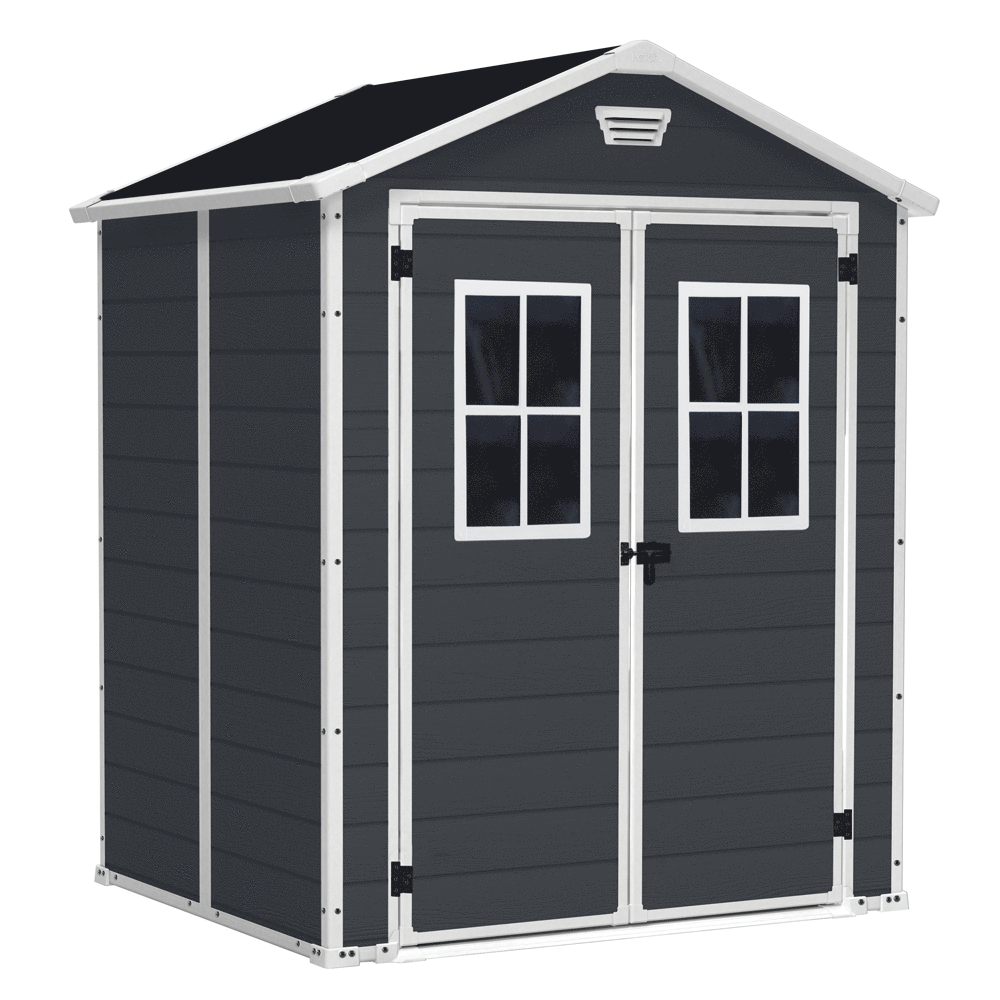 keter manor schwarz gartenhaus mit frontfenstern